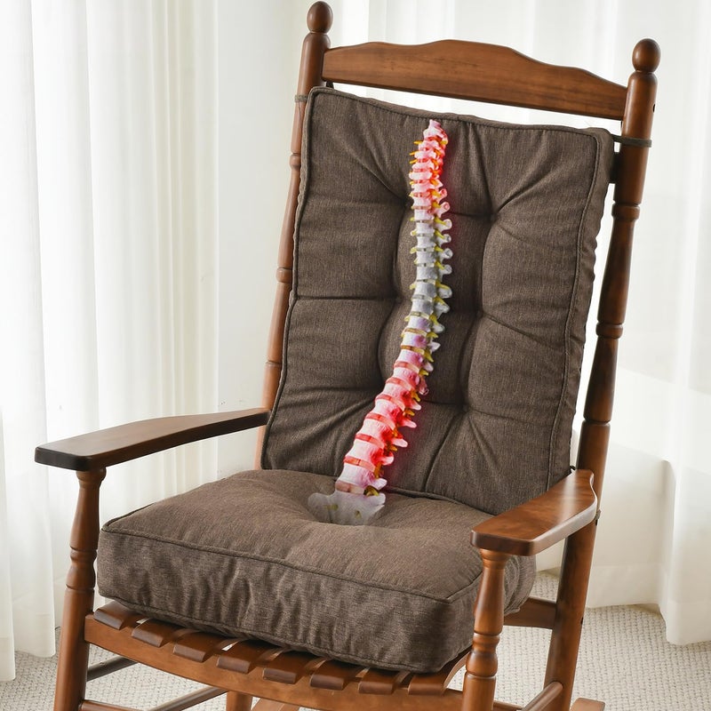 SUNROX Memory Foam Non Slip Rocking Chair Cushion, FadeShield Water Resistant Thicken Durable Tufted Pads, Set of Seat & Back Cushion with Ties for Indoor/Outdoor Rocker, 2 Piece, Heather Chestnut - Image 1